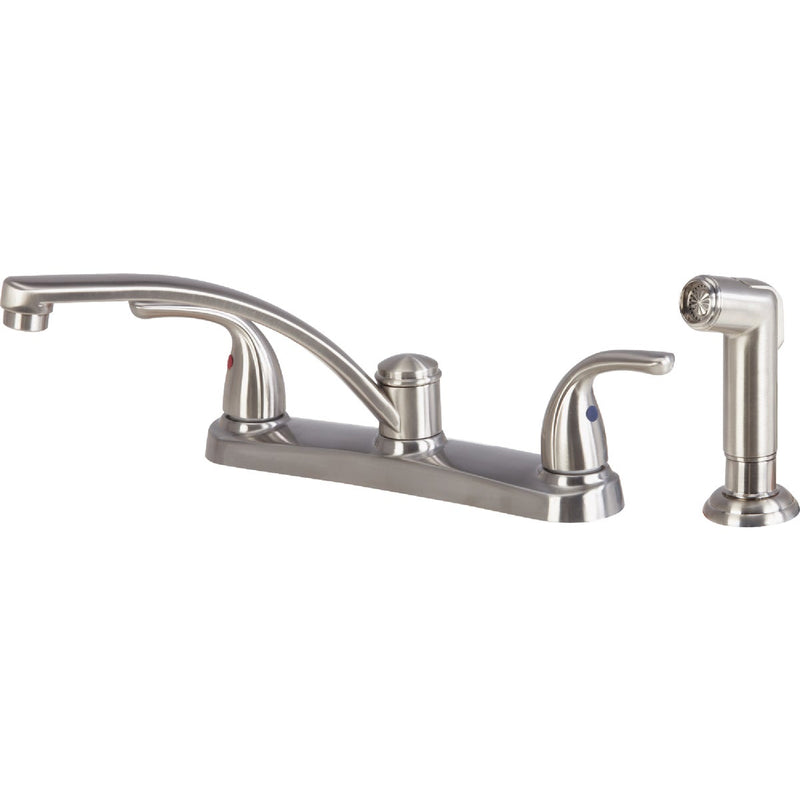 Home Impressions 2-Handle Metal Lever Kitchen Faucet with Side Spray, Brushed Nickel