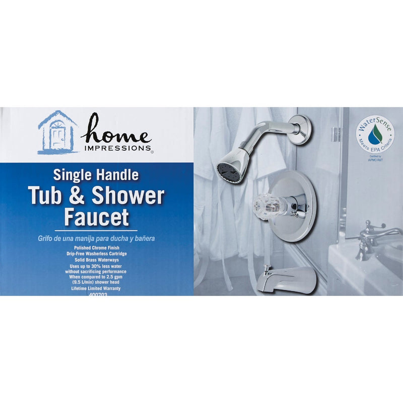 Home Impressions Chrome Single-Handle Acrylic Knob Tub & Shower Faucet