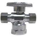 ProLine 1/2 In. FIP x 3/8 In. C x 3/8 In. C Chrome Plated Brass Dual Outlet Stop