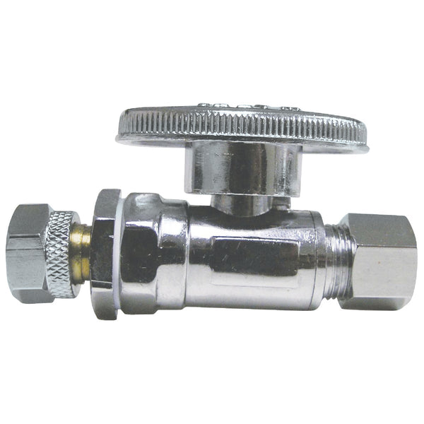 ProLine 3/8 In. FEM Compression x 3/8 In. Compression Chrome Plated Brass Straight Stop Valve