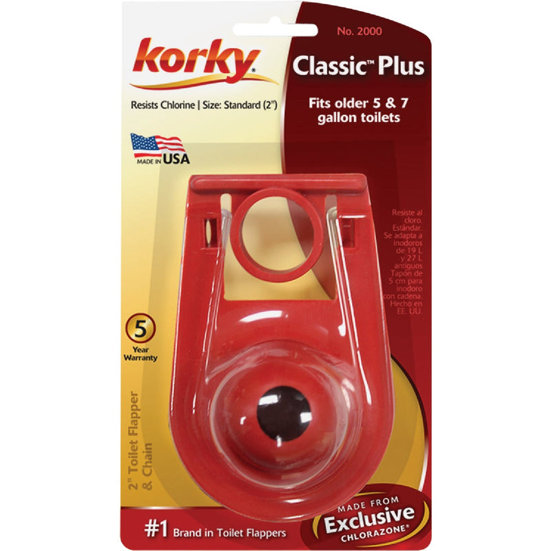 Korky Plus Classic Rubber Flapper with Chain