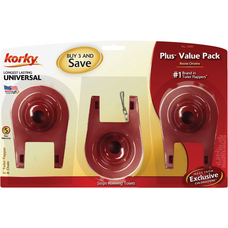 Korky Universal Premium Rubber Toilet Flapper, (3-Pack)