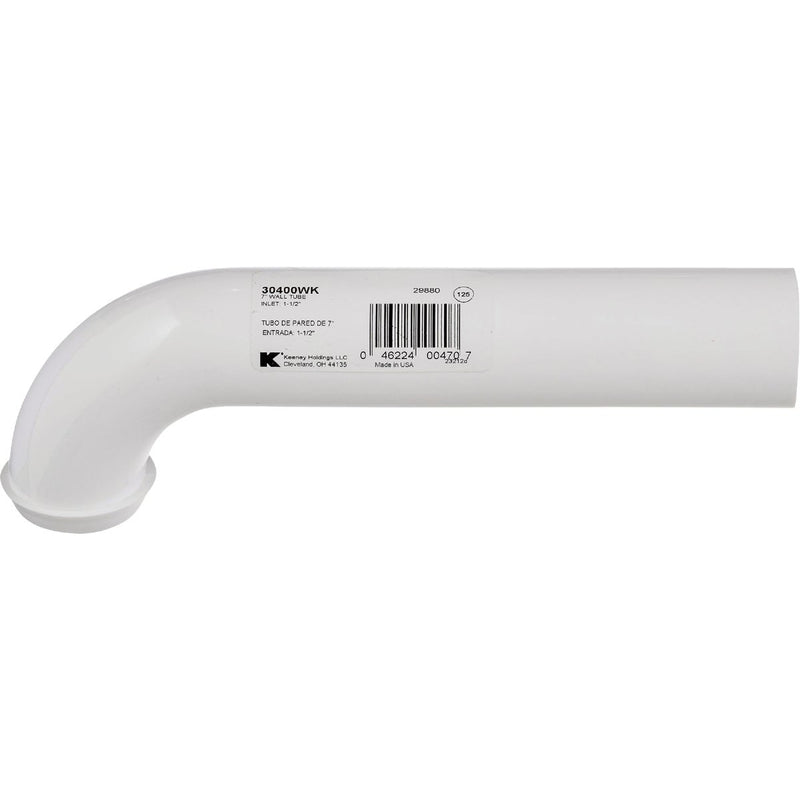 Keeney 1-1/2" x 7" White Polypropylene Wall Tube