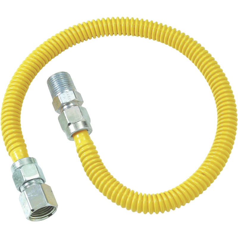 Dormont 1/2 In. OD x 36 In. Coated Stainless Steel Gas Connector, 1/2 In. FIP x 1/2 In. MIP (Tapped 3/8 In. FIP)