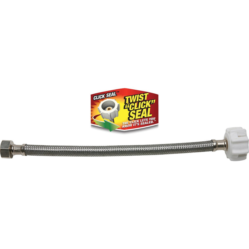 Fluidmaster Click Seal 3/8 In. Comp x 7/8 In. Ballcock x 12 In. L Braided Stainless Steel Toilet Connector