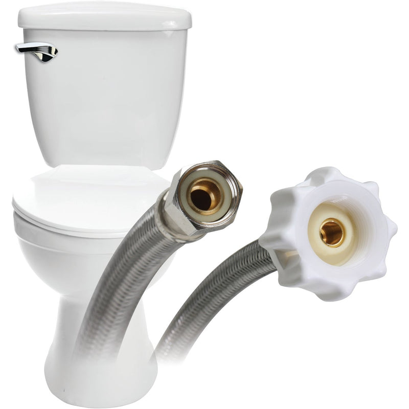 Fluidmaster Click Seal 3/8 In. Comp x 7/8 In. Ballcock x 12 In. L Braided Stainless Steel Toilet Connector