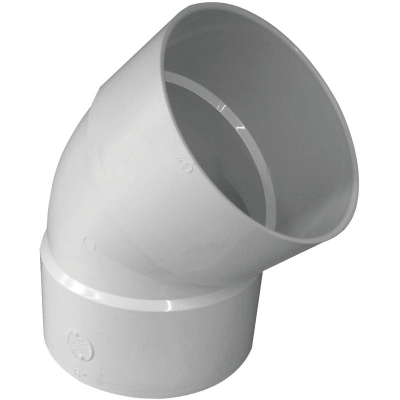 IPEX 6 In. SDR 35 45 Deg. PVC Sewer and Drain Elbow (1/8 Bend)