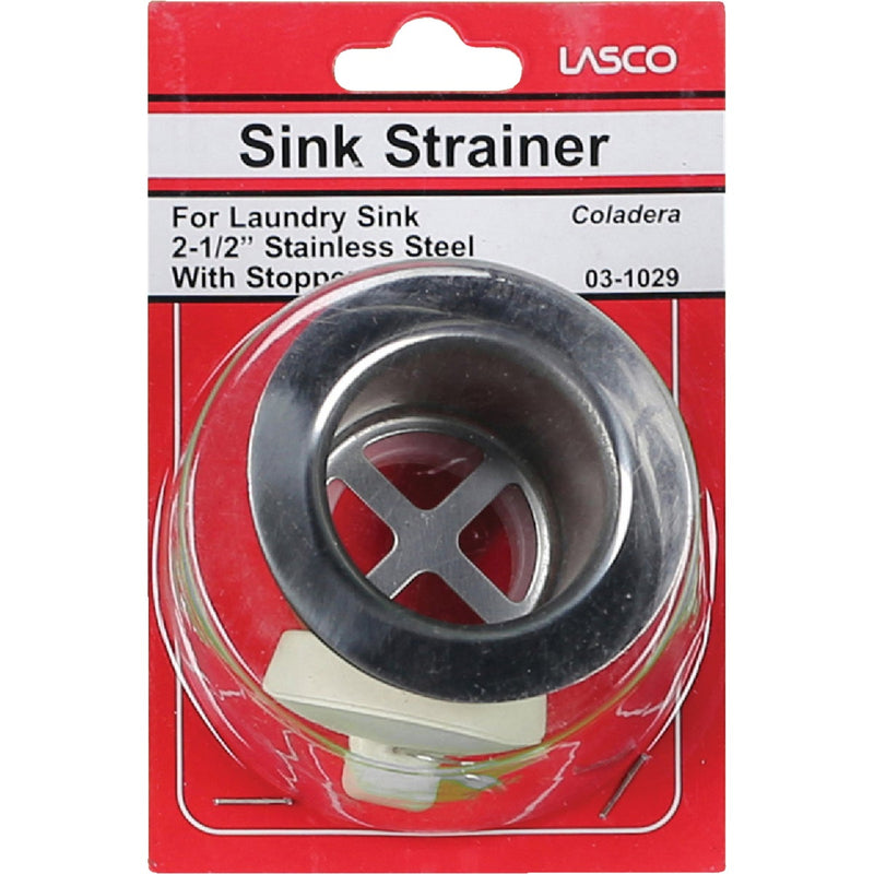 Lasco 2 In. Chrome Laundry Sink Strainer Assembly with Stopper