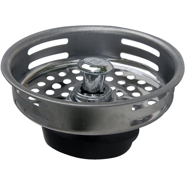 Lasco 3-3/8 In. Chrome Drop Post Style Duo Basket Strainer Stopper