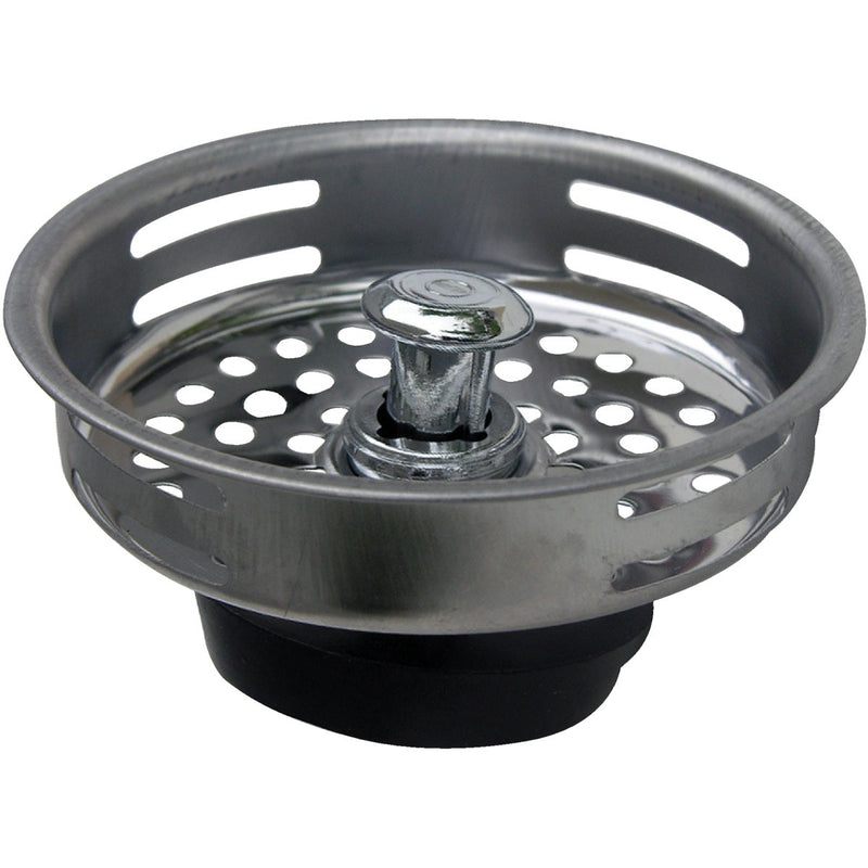 Lasco 3-3/8 In. Chrome Drop Post Style Duo Basket Strainer Stopper