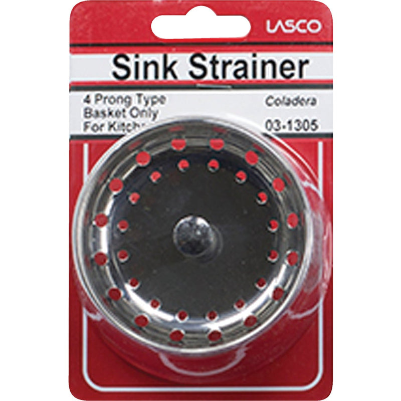 Lasco 3-1/4 In. Chrome 4-Prong Sink Basket Strainer Cup
