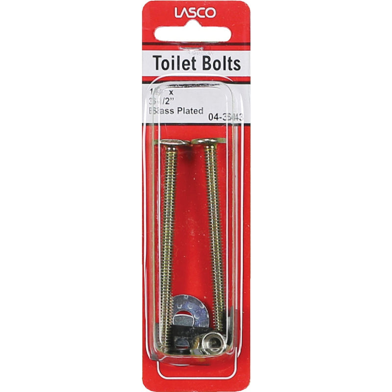 Lasco 1/4 In. x 3-1/4 In. Long Brass Plated Steel Toilet Bolts