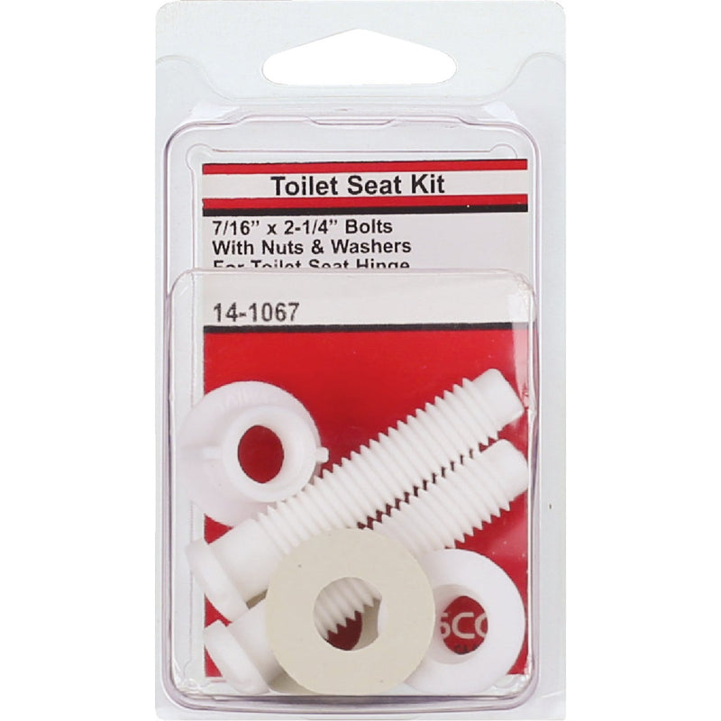 Lasco 7/17" x 2-1/8" White Plastic Toilet Seat Bolt, Includes Nuts and Washers