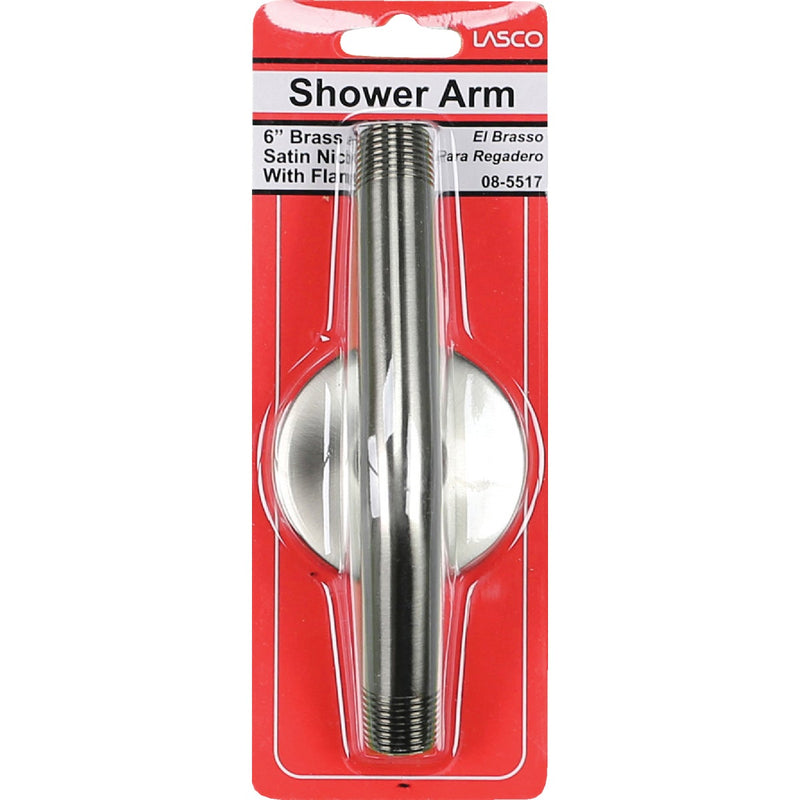 Lasco 6 In. Satin Nickel Shower Arm and Flange