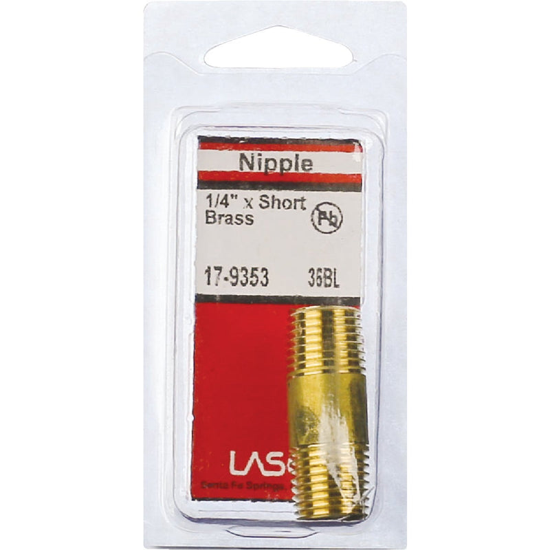 Lasco 1/4 In. MPT x 1-1/2 In. Short Brass Nipple