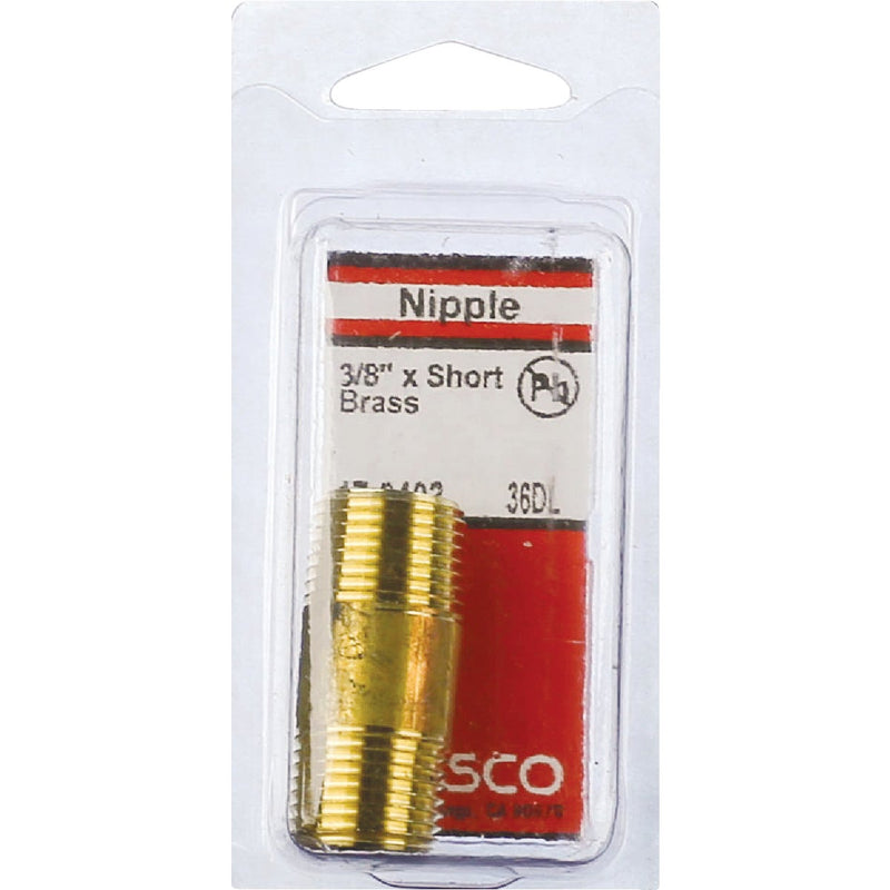 Lasco 3/8 In. MPT x 1-1/2 In. Short Brass Nipple