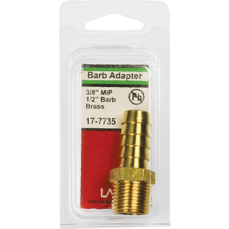 Lasco 3/8 In. MPT x 1/2 In. Brass Hose Barb Adapter