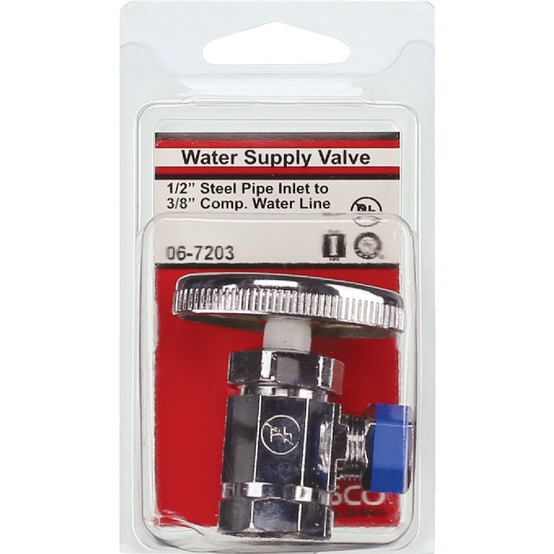 Lasco 1/2 In. FIP Inlet x 3/8 In. Compression Outlet Multi-Turn Style Angle Valve