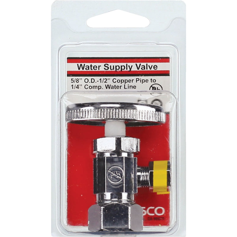 Lasco 5/8 In. Comp Inlet x 1/4 In. Comp Outlet Multi-Turn Style Angle Valve