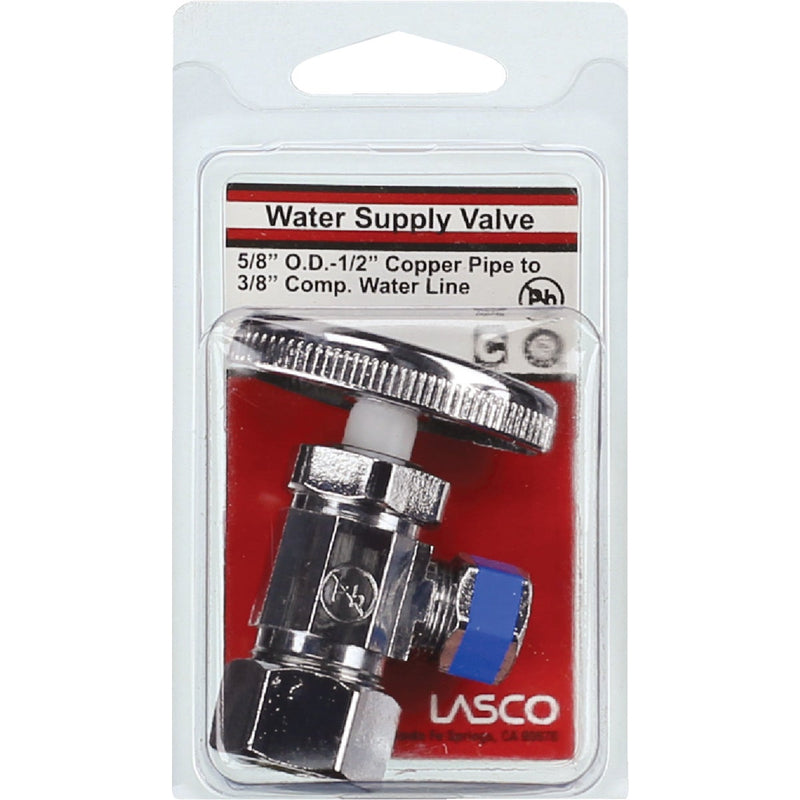 Lasco 5/8 In. Comp Inlet x 3/8 In. Comp Outlet Multi-Turn Style Angle Valve