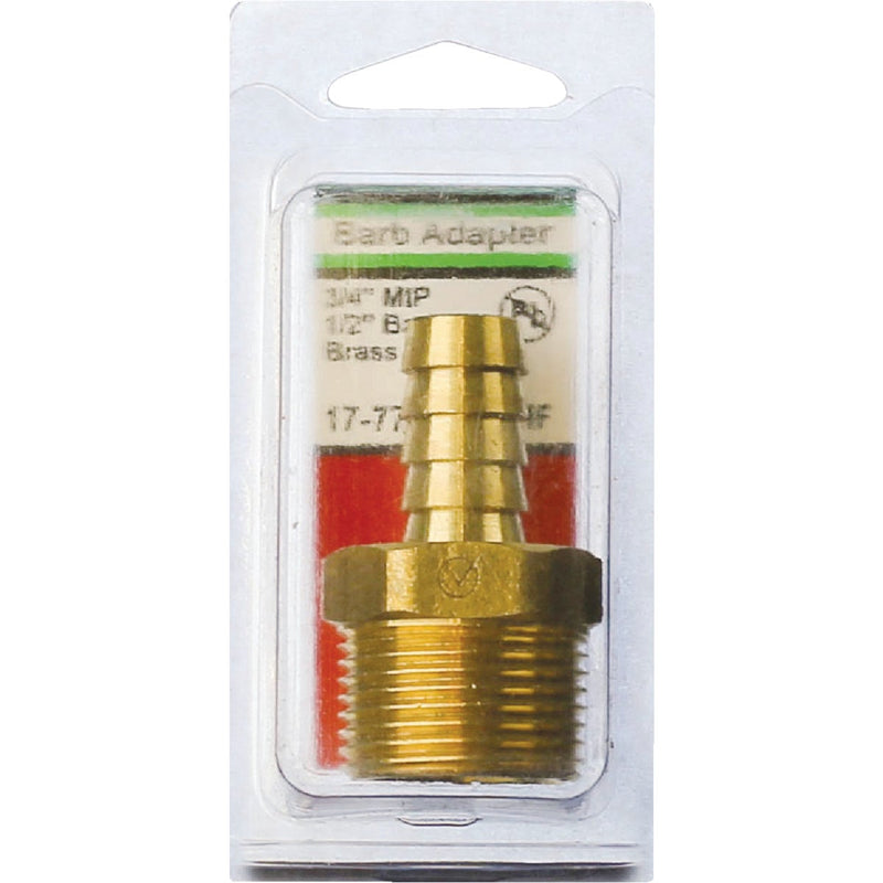 Lasco 3/4 In. MPT x 1/2 In. Brass Hose Barb Adapter