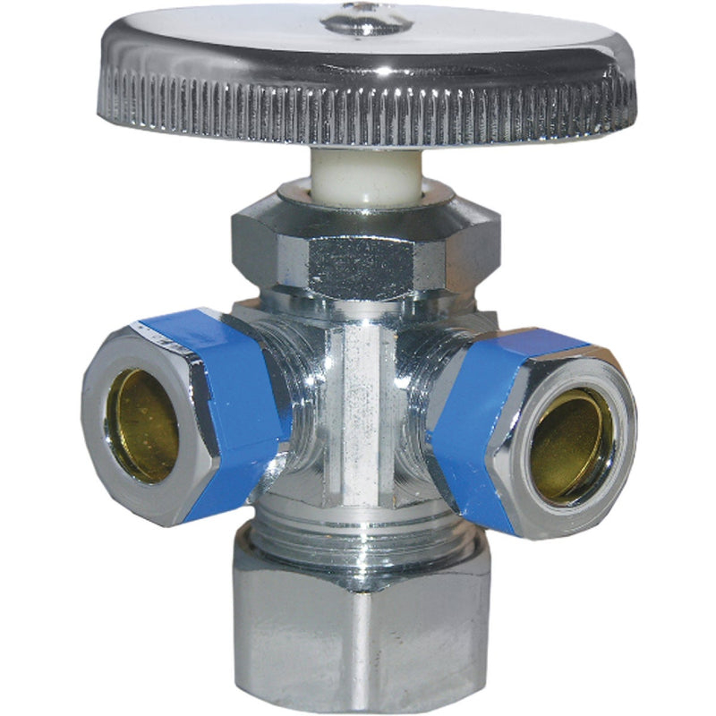 Lasco 5/8 In. C Inletx3/8 In. C Outletx3/8 In. C Outlet Multi Turn Style Angle Valve