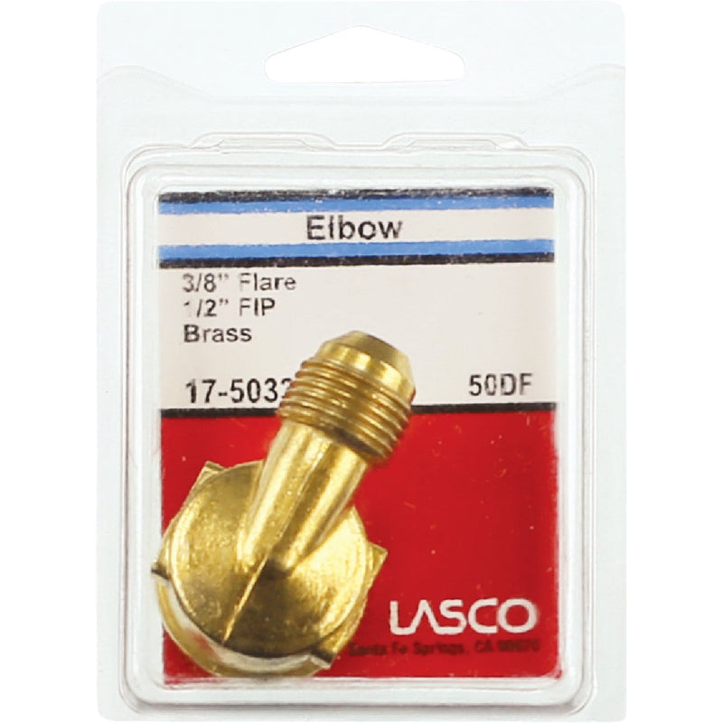 Lasco 3/8 In. MFL x 1/2 In. FPT 90 Deg. Flare Brass Elbow (1/4 Bend)