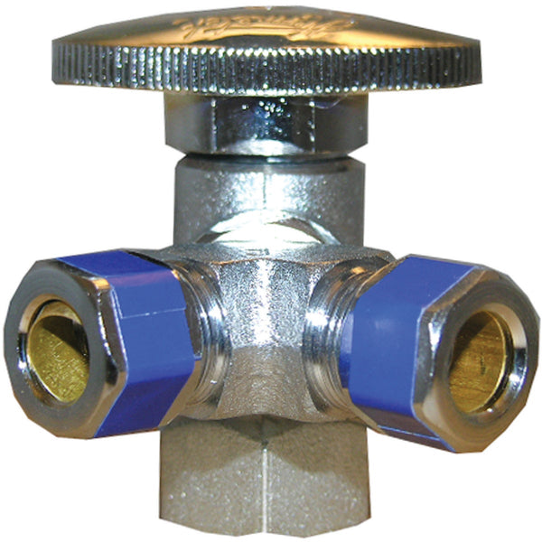 Lasco 1/2 In. IP x 3/8 In. Compression x 3/8 In. Compression Quarter Turn Angle Valve