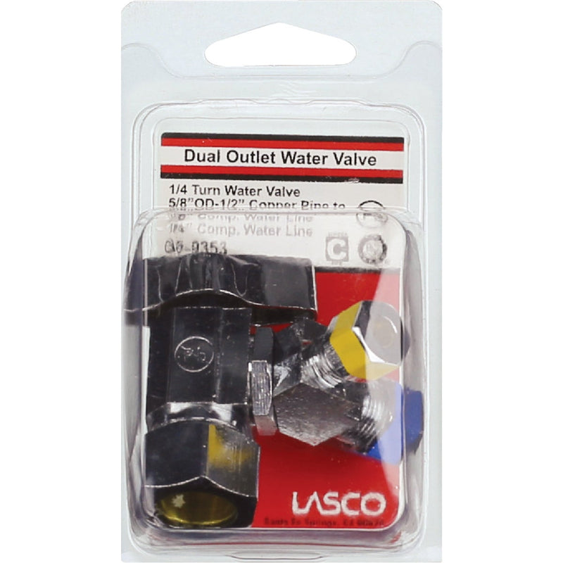 Lasco 5/8 In. C Inletx3/8 In. C Outletx1/4 In. C Outlet 1/4 Turn Angle Valve
