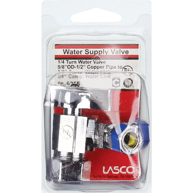 Lasco 5/8 In. C Inletx3/8 In. C Outletx3/8 In. C Outlet 1/4 Turn Angle Valve