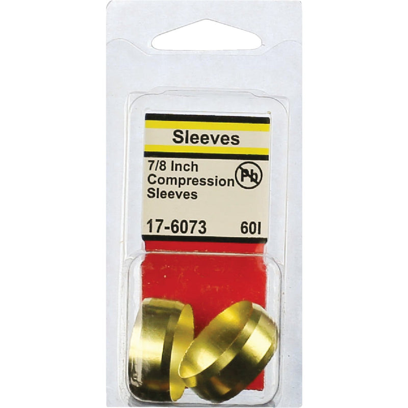 Lasco 7/8 In. Brass Compression Sleeve (2-Pack)