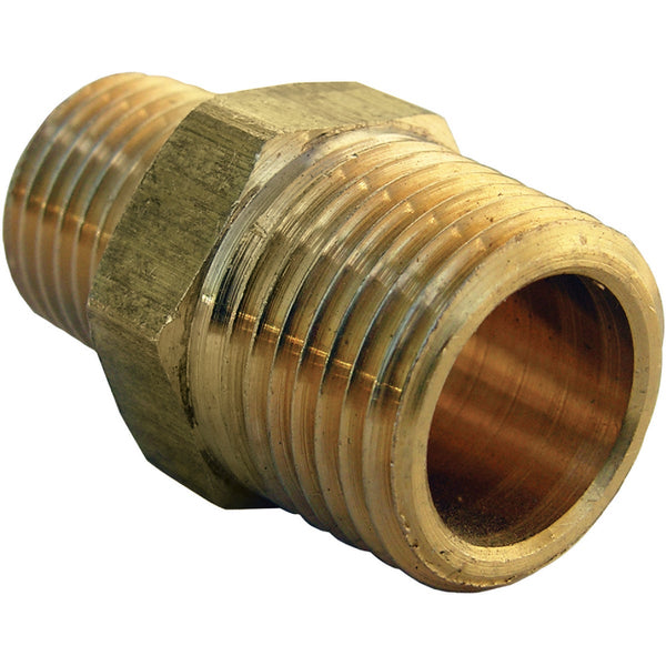 Lasco 3/8 In. MPT x 1/4 In. MPT Brass Hex Nipple