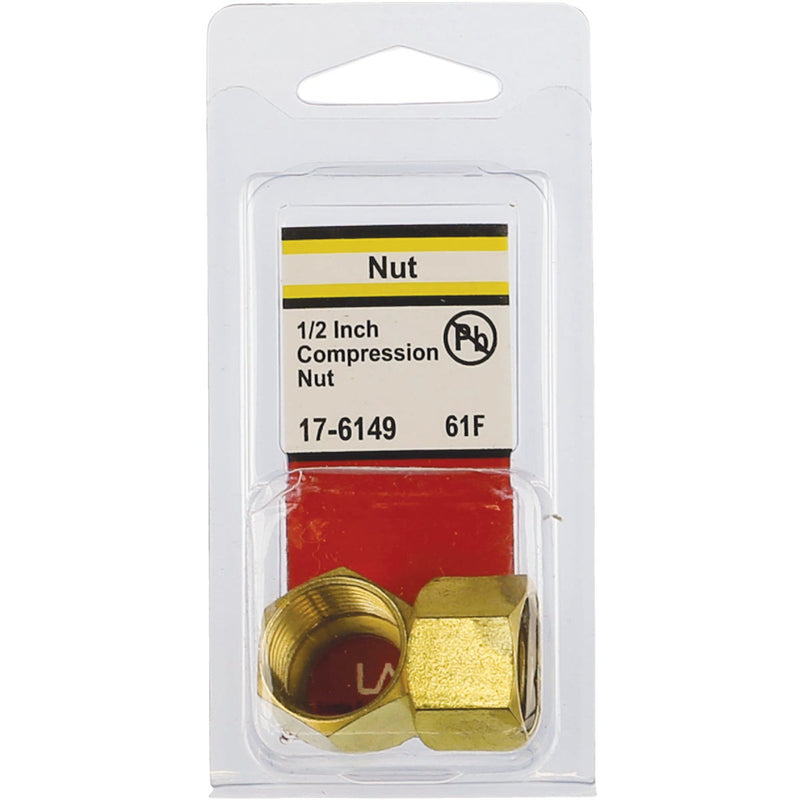 Lasco 1/2 In. Brass Compression Nut (2-Pack)