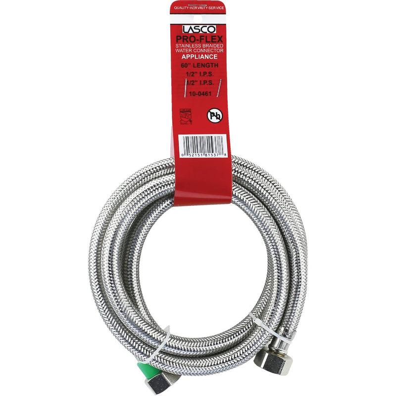 Lasco 1/2 In. IPS x 1/2 In. IPS x 60 In. L Braided Stainless Steel Flex Line Faucet Connector