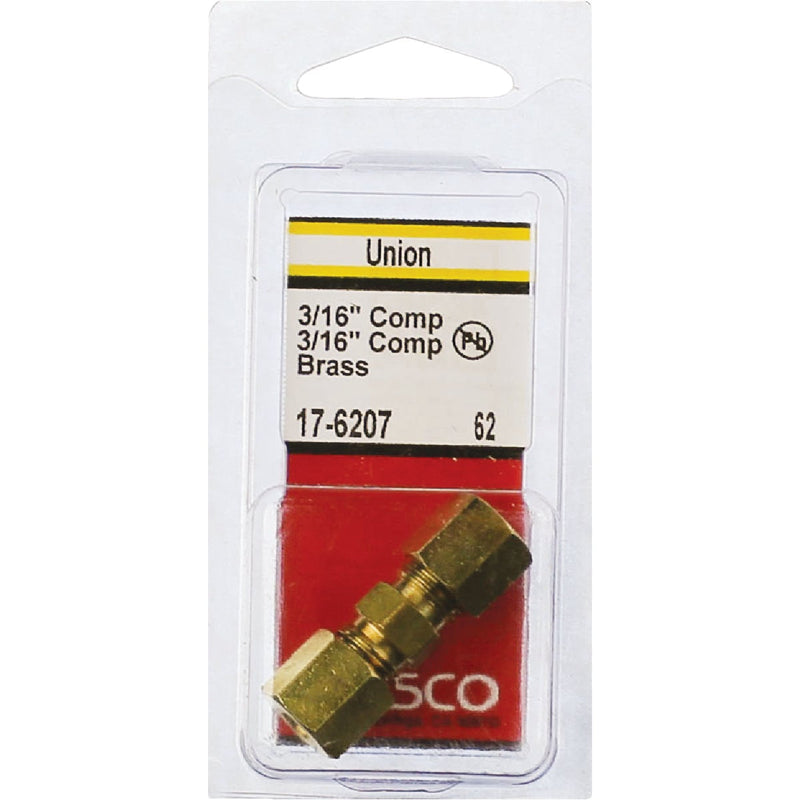 Lasco 3/16 In. x 3/16 In. Brass Compression Union