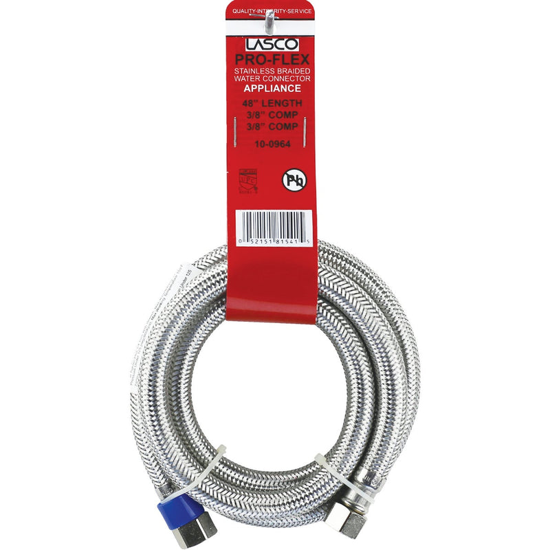 Lasco 3/8 In.C x 3/8 In.C x 48 In. L Braided Stainless Steel Flex Line Appliance Water Connector