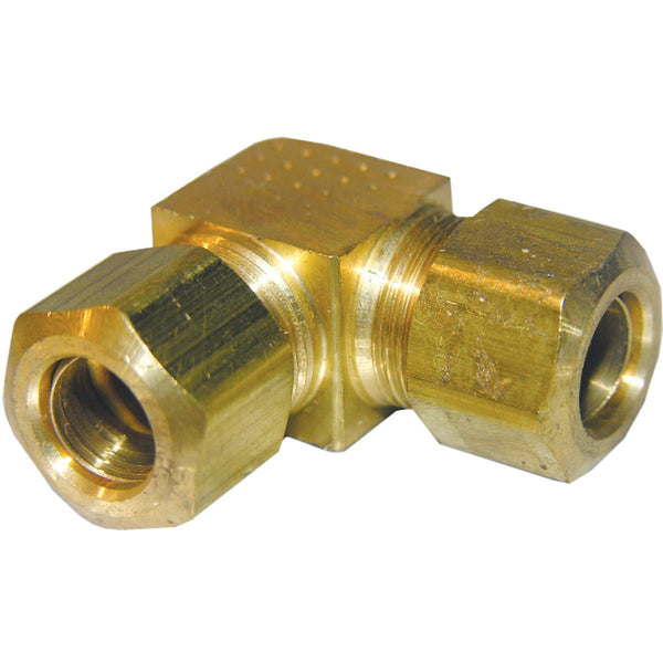 Lasco 3/8 In. 90 Deg. Compression Brass Elbow (1/4 Bend)