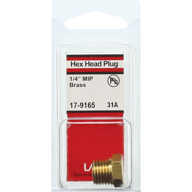 Lasco 1/4 In. MPT Brass Hex Head Plug