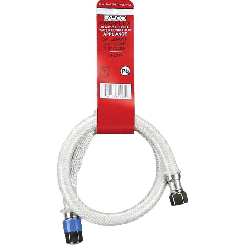 Lasco 3/8 In. C x 3/8 In. C x 24 In. L Braided Poly Vinyl Appliance Water Connector