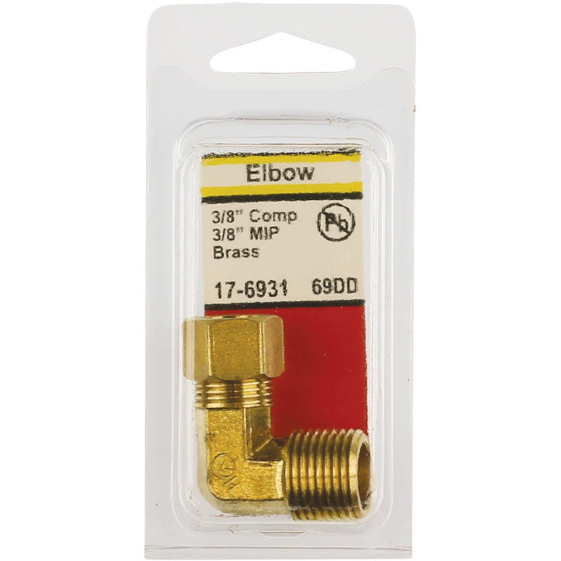 Lasco 3/8 In. C x 3/8 In. MPT 90 Deg. Compression Brass Elbow (1/4 Bend)