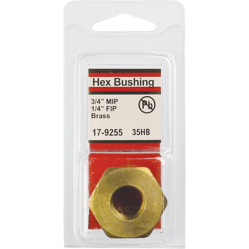 Lasco 3/4 In. MPT x 1/4 In. FPT Brass Hex Bushing