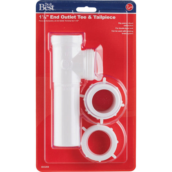 Do it Best 1-1/2 In. White Polypropylene End Outlet Tee