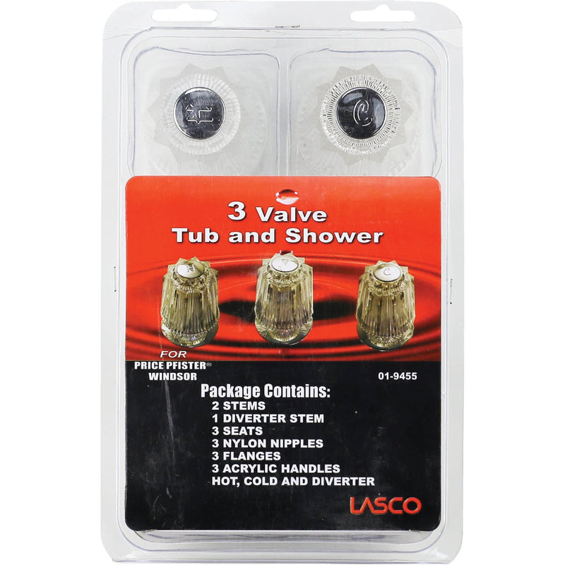 Lasco Price Pfister 3-Valve Round Clear Tub & Shower Handle Kit