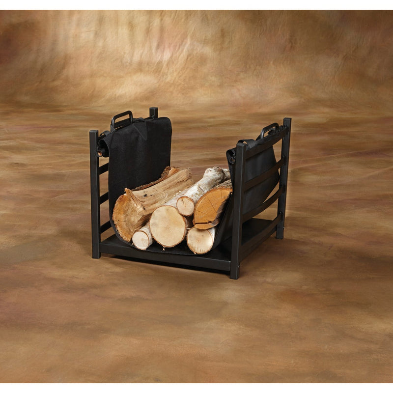 Home Impressions Steel & Canvas 16 In. W x 13-1/2 In. H x 15 In. D Black Fireplace Log Holder