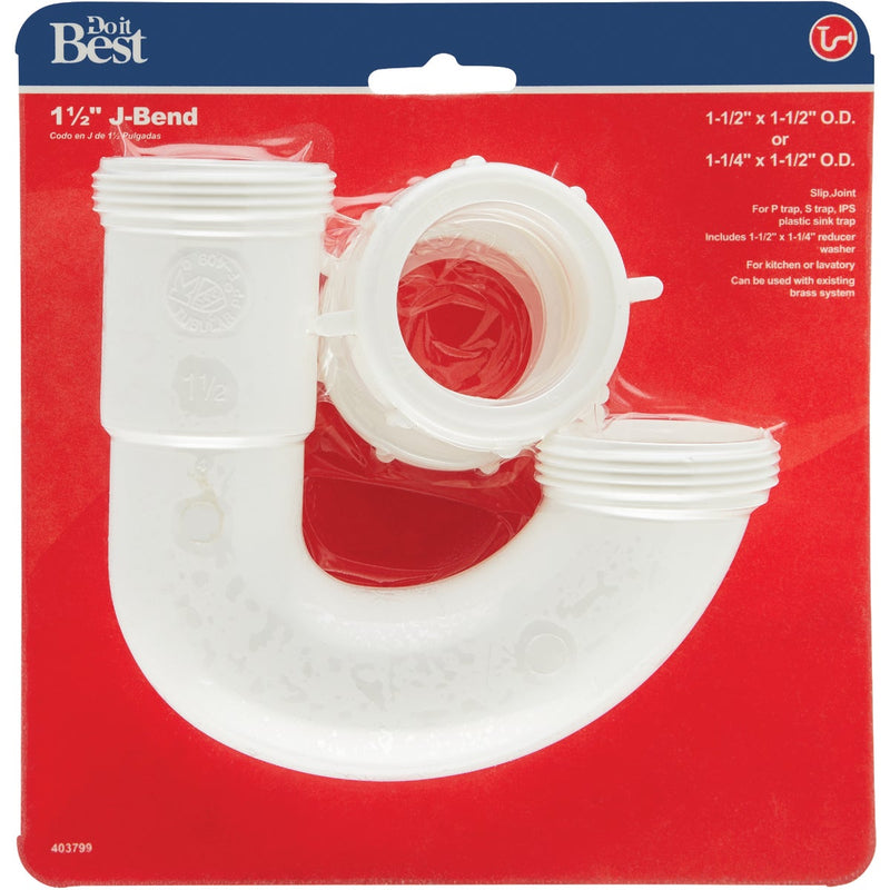 Do it Best 1-1/2 In. or 1-1/4 In.. White Plastic J-Bend, Carded