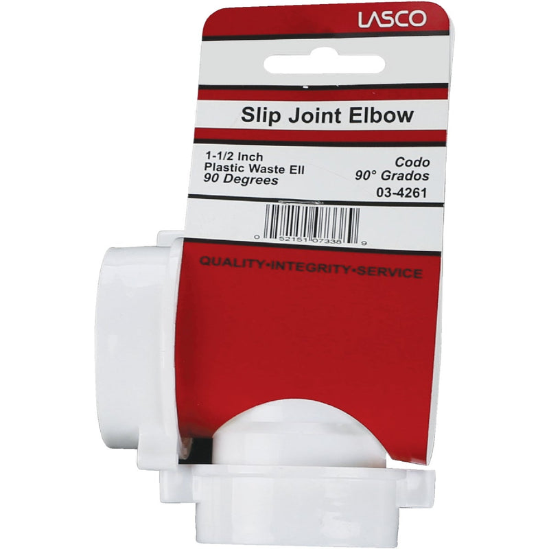 Lasco 1-1/2 In. White Plastic Elbow