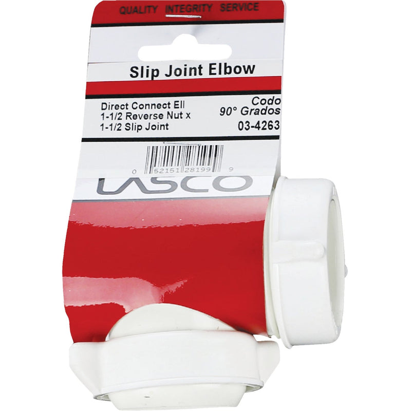 Lasco 1-1/2 In. White Plastic Elbow