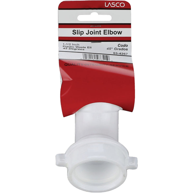 Lasco 1-1/2 In. White Plastic Elbow