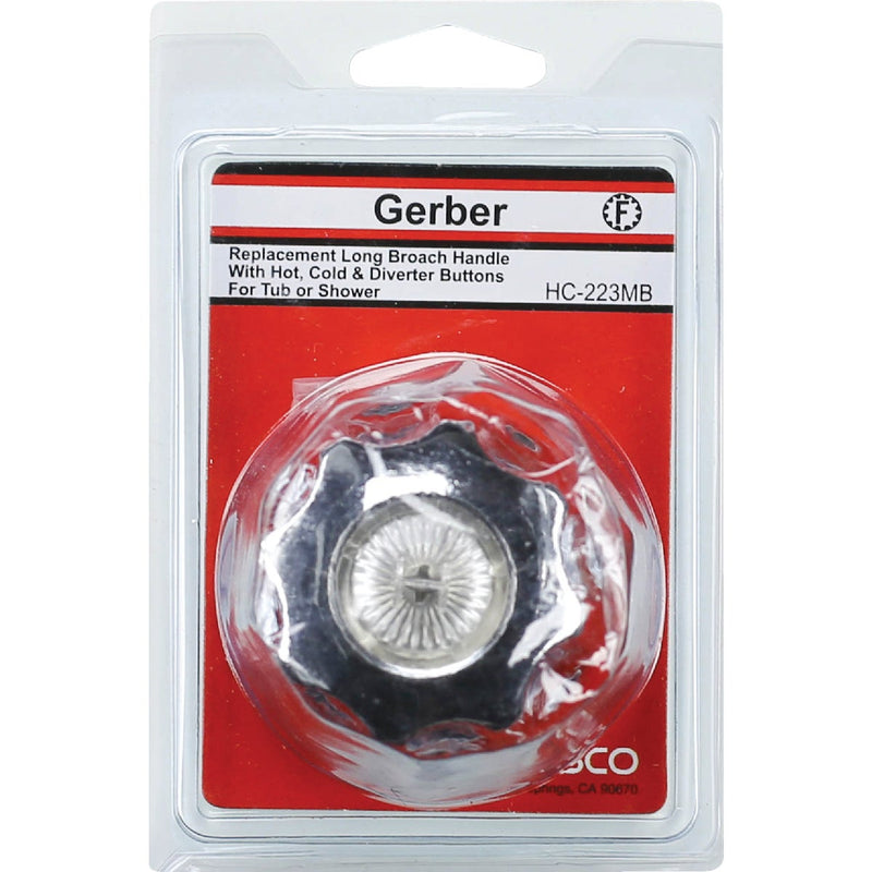 Lasco Gerber Long Broach with Hot & Cold Buttons, Divert Chrome Tub & Shower Handle Kit