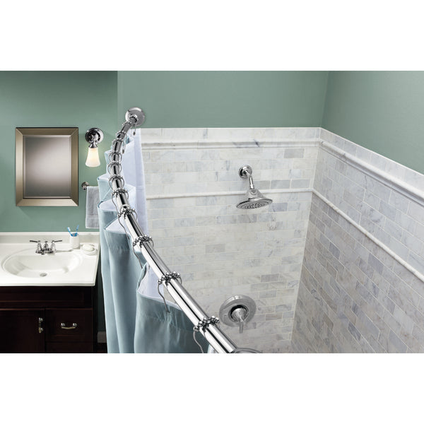 Moen 57 In. To 60 In. Curved Tension Shower Rod with Pivoting Flanges, Chrome